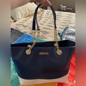 Kenneth Cole Reaction tote bag.  Blue/white gold chain. Never used